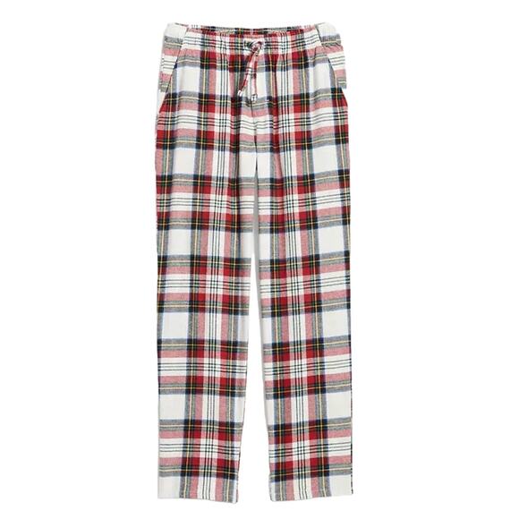 NWT Old Navy White Plaid Tartan Flannel Christmas Lounge Pajama Pants - Picture 4 of 12